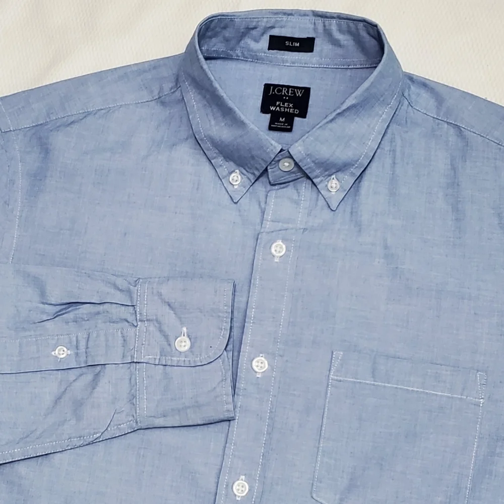 J. Crew Flex Washed Cotton Blend Slim Fit Long Sleeve Button Down Shirt Medium